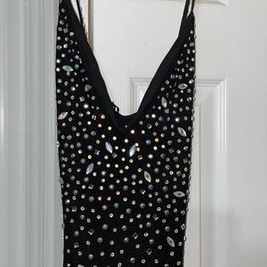 Hot Miami Styles: Black rhinestone Bodycon dress